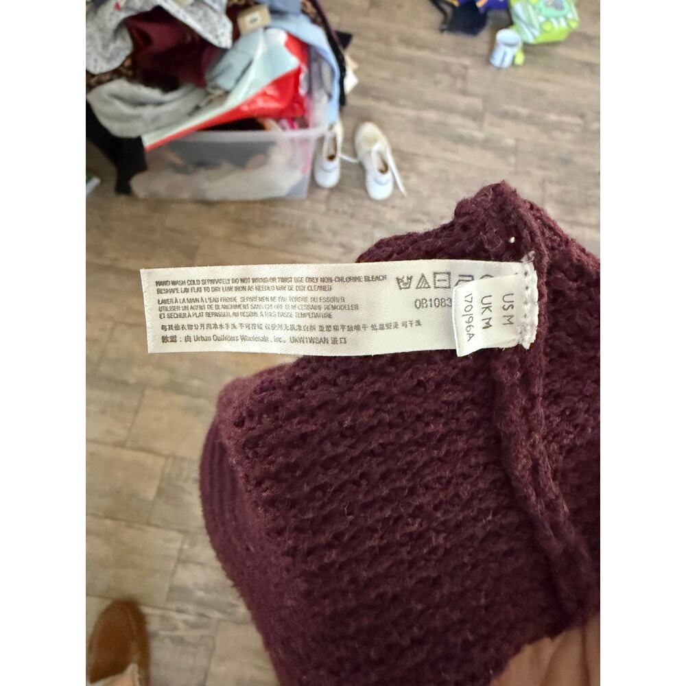 Free People Sweater Hailee Waffle Knit Mulberry Henley Purple Size Medium - Picture 7 of 9